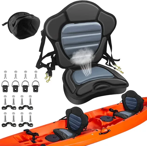 Vista 9 de Asiento de kayak acolchado de lujo para barco de pesca, asiento de canoa sentado en la parte superior, cómodo soporte de respaldo universal