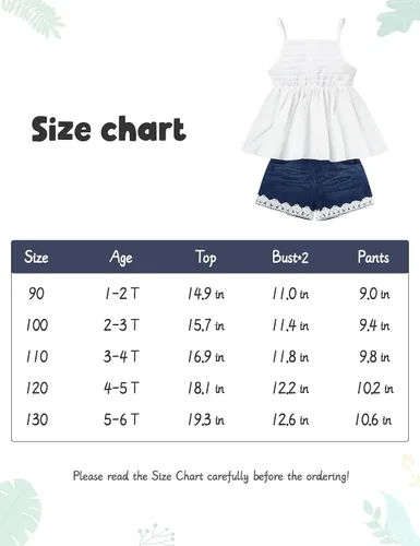 Vista 6 de SEYOUAG Conjunto de 2 piezas de ropa para niña pequeña + pantalones cortos de mezclilla