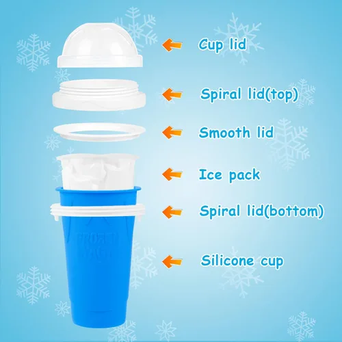 Vista 5 de Taza para hacer granizados - Taza mágica de congelación rápida, máquina portátil de doble capa para granizados geniales para batidos, jugos, helados