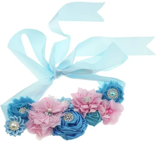 Vista 2 de Cinturón de flores con diamantes de imitación para boda, novia, maternidad, embarazo, baby shower