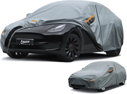 Vista 116 de Kayme Funda de Coche de Servicio Pesado Impermeable para Todo Tipo de Clima, Ajuste Personalizado para Tesla Model S, Cubierta Exterior Completa