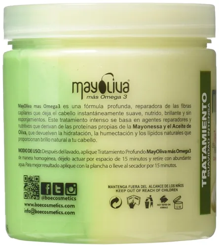 Vista 2 de Boe Mayoliva Terapia de acondicionamiento intensivo para cabello seco y dañado, 8.5 onzas, 8.5 onzas