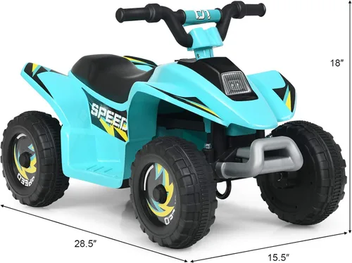 Vista 7 de HOMGX - Cuatrimoto para niños, mini cuádruple eléctrico con ruedas antideslizantes, 4 ruedas alimentadas por batería de 6 V para niños con 2