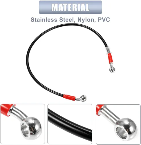 Vista 6 de X AUTOHAUX 25.6 in 25.59" Longitud 0.394 in ID motocicleta freno hidráulico manguera tubo tubo 28° 0° acero inoxidable trenzado cable para ATV