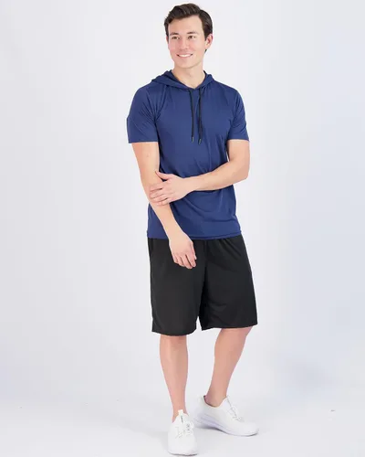 Vista 5 de Real Essentials Paquete de 3 sudadera deportiva de manga corta con capucha para hombre (disponible en tallas grandes y altas)