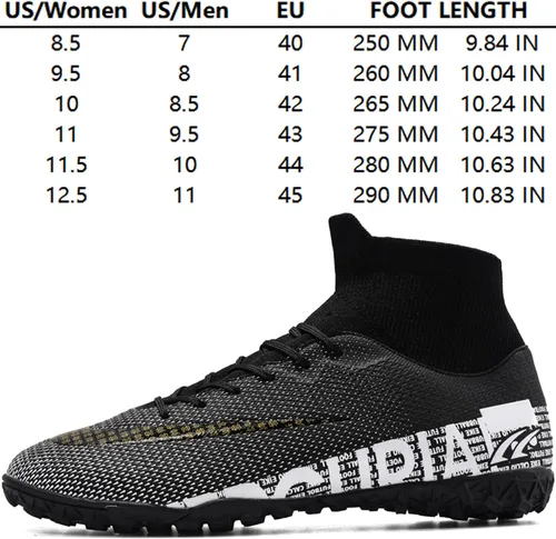 Vista 6 de Botas de fútbol para hombre con tacos altos con cordones, para interiores, firmes, para entrenamiento de césped y fútbol sala