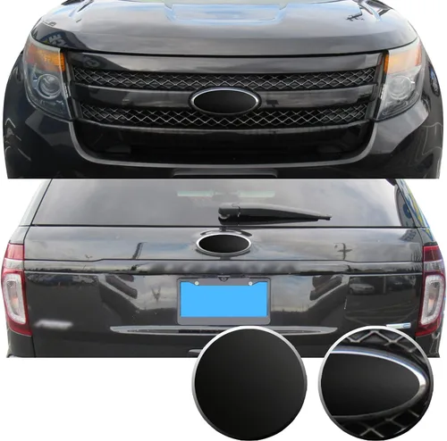 Vista 6 de Gomu Emblemas Delanteros Traseros Blackout Kit de Revestimiento de Vinilo Precortado Compatible con Ford Explorer 2011 2012 2013 2014 2015 - Negro
