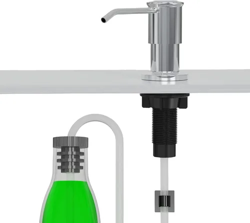 Vista 9 de Dispensador de jabón para fregadero de cocina, dispensadores de jabón integrados de oro cepillado, dispensador de jabón para fregadero de acero