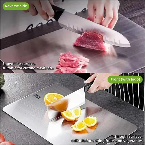 Vista 5 de Tabla de cortar de titanio para cocina, tabla de cortar de titanio, fácil de limpiar, de doble cara, duradera de grado alimenticio, tabla de cortar