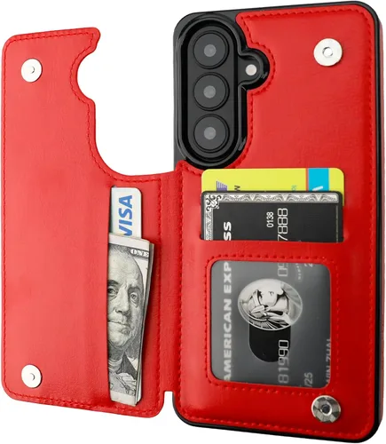 Vista 100 de ONETOP - Funda tipo cartera para Samsung Galaxy S22 con tarjetero, color negro Kickstand,ID/Cash Holder,Case Wallet with Card Slots,Double