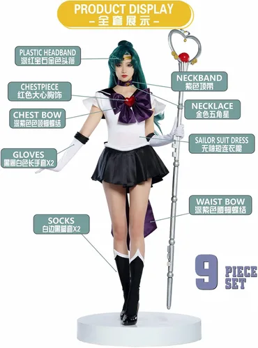 Vista 2 de JWKCOS Sailor Moon Sailor Pluto Setsuna Meiou Disfraz de cosplay SuperS