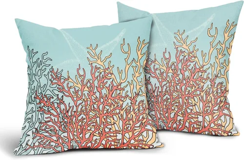 Vista 39 de Fundas de cojín decorativas primavera-verano 40x40 cm, juego de 2 fundas de cojín verdes con flores botánicas, fundas de cojín decorativas para Aqua