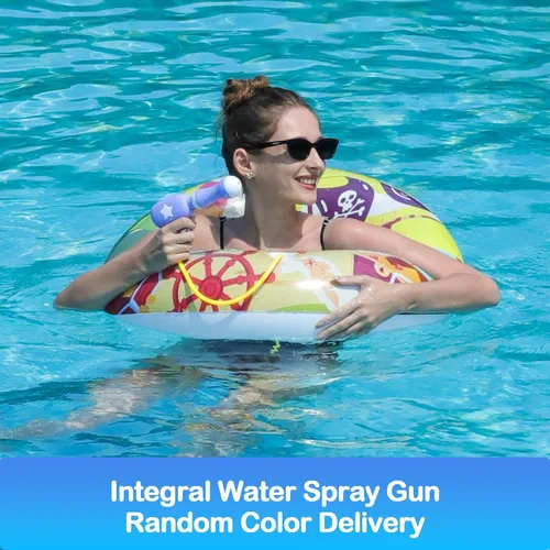 Vista 6 de FindUWill Flotadores de piscina con pistolas de agua para niños, tubos inflables de natación para piscina con pelota de playa, flotadores de piscina