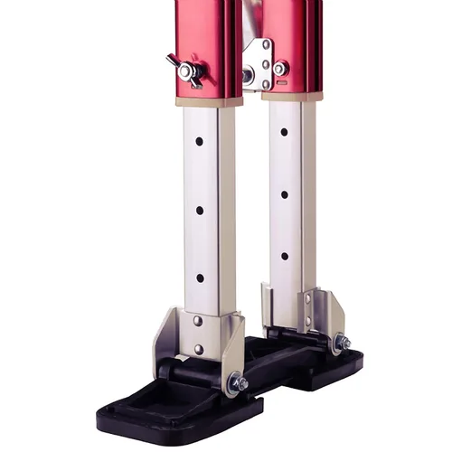 Vista 5 de Pentagon Tools - Pilotes de aluminio con resorte de 18 a 30 pulgadas con una correa de talón de bloqueo para construcción, pintura y acabado (rojo)