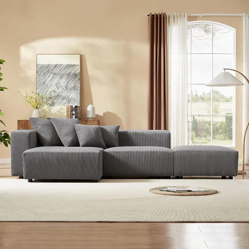 Vista 15 de KEVINSPACE Sofá de 104.72 pulgadas, moderno de mediados de siglo, sofá de 3 plazas para sala de estar, sofás de asiento profundo, muebles, cómodos