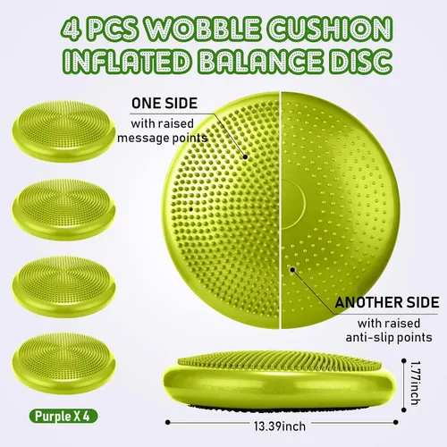Vista 2 de Jerify 4 Piezas Cojín de Equilibrio Inflable Flexible para Asiento de Balance, Almohadilla de Estabilidad, Disco de Equilibrio, Asiento Sensorial