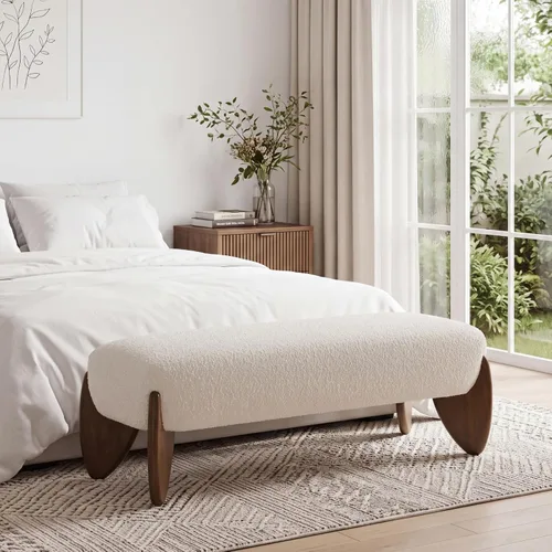 Vista 7 de CIMOTA Banco de entrada moderno, banco de dormitorio de 50 pulgadas, color Sherpa Beige