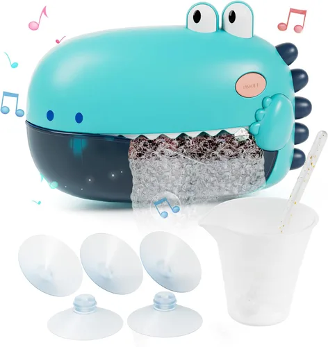 Vista 8 de Lehoo Castle Juguetes de baño para niños, máquina de burbujas de baño, juguetes de baño de dinosaurios para niños de 1 a 3 años