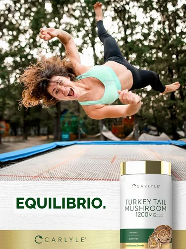 Vista 6 de Carlyle Cápsulas de hongos de cola de pavo 1200 mg 200 unidades Extracto sin OMG y sin gluten