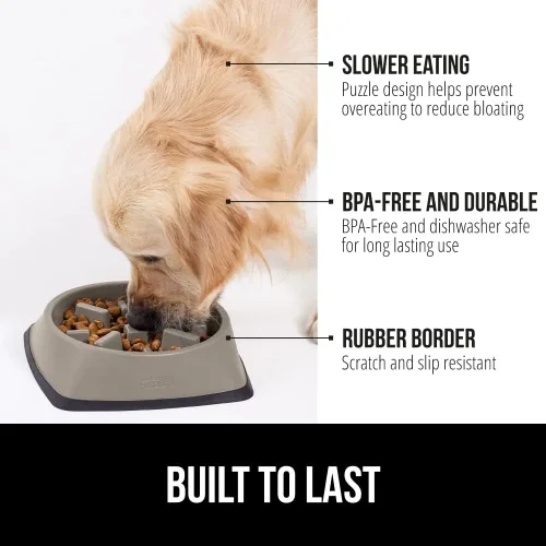 Vista 2 de GORILLA GRIP® Cuencos patentados de alimentación lenta sin BPA, juguete interactivo para perros y gatos, enriquecimiento de entrenamiento Beige