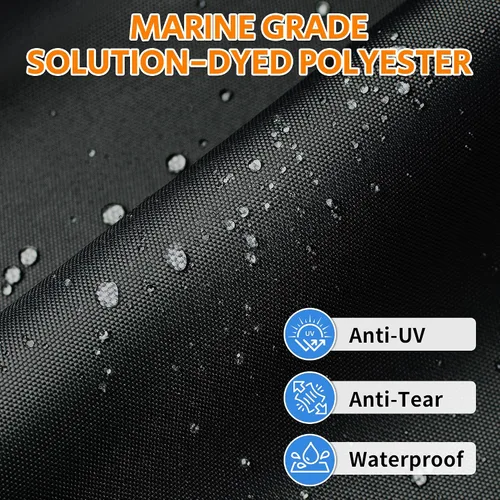 Vista 3 de iCOVER Cubierta para lancha Jon de 12 pies, cubierta impermeable de poliéster de grado marino resistente a los rayos UV, cubierta de amarre