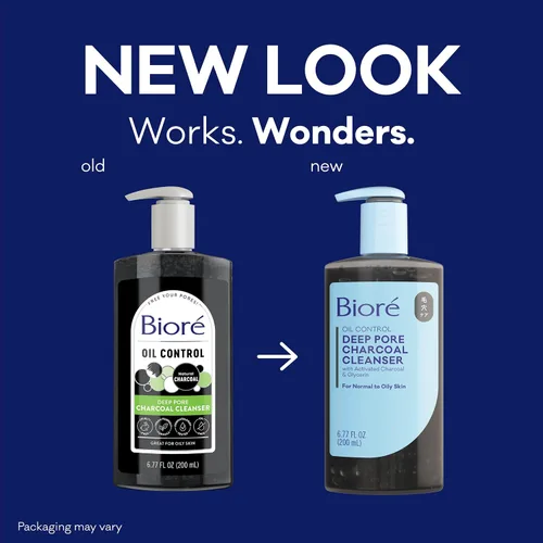 Vista 2 de Biore Deep Pore Charcoal Face Wash, limpiador facial diario para eliminación de suciedad y maquillaje, para piel grasa, 6.77 onzas, paquete de 3