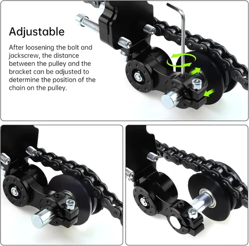 Vista 2 de Windance Ajustador Tensor de cadena para motocicleta Chopper ATV (negro) Self-adjusting torsion spring compensates chain stretch.Maintains correct