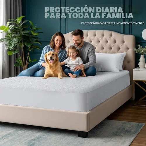 Vista 4 de Utopia Bedding - Protector de colchón de doble cara con parte superior de rizo impermeable y paneles laterales de rizo tamaño Twin XL, funda