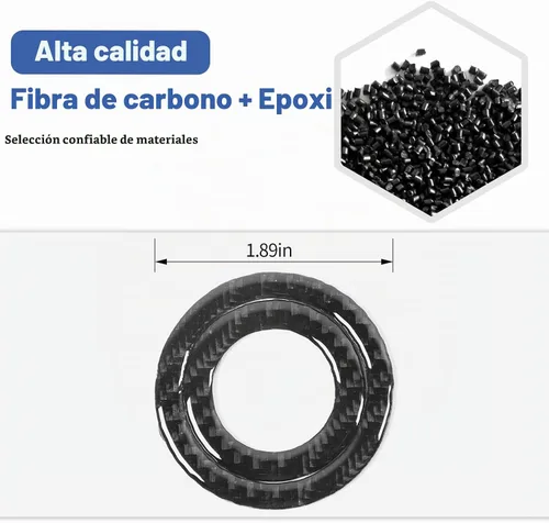 Vista 4 de RT-TCZ para Challenger Botón de inicio con botón de presión Cubierta de recortado Anillo de borde de fibra de carbono para Chrysler 300C 2015+