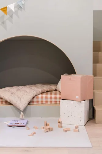 Vista 4 de 3 Sprouts Cubo de almacenamiento de tela reciclada, organizador plegable de 13 pulgadas para sistemas de estanterías de cubos, cubos para niños