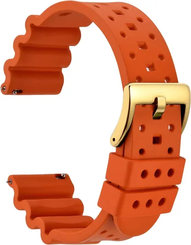 Vista 10 de WOCCI Correas de reloj de goma FKM ventiladas (no de silicona), correas de fluorogoma para relojes de buceo, liberación rápida, hebilla de acero