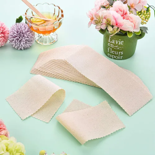 Vista 4 de Maitys 100 tiras de muselina corporal y facial para depilación de muselina natural, tiras de depilación de 2.8 x 7.9 pulgadas, grandes a granel