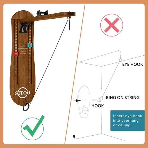 Vista 6 de Ring Toss Game for Adults, Outdoors Games, Wall Mounted Hook and Ring Game with Foldable Arm