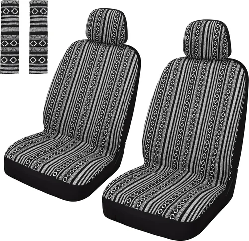 Vista 11 de Pariitadin Baja - Fundas para asientos de automóvil tipo manta de montura, juego completo con almohadillas para cinturón de seguridad, fundas