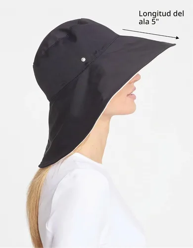 Vista 2 de Solbari Sombrero de ala ultra ancha UPF 50+ plegable con protección solar UV con ala de cobertura completa Negro / Beige
