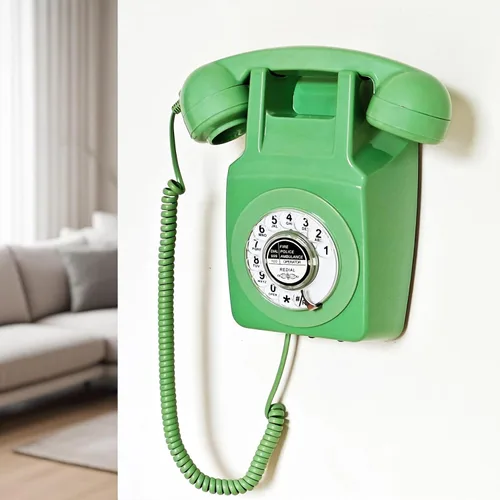 Vista 3 de Teléfono de línea fija retro, Artisam - Teléfono de pared clásico con cable, teléfono de montaje en pared vintage de esfera giratoria con función