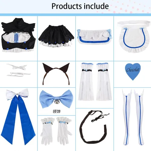 Vista 5 de Hieeimu NekoparA - Uniforme de sirvienta para cosplay, disfraz de vainilla de Chocola para fiesta de Halloween
