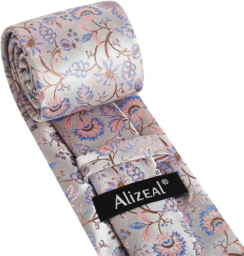 Vista 120 de Alizeal Mens 3.15inches Leaf Flower Pattern Tie with Floral Pocket Square Set