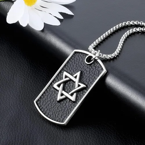 Vista 2 de DOHAOOE Hip Hop - Collar con colgante punk para hombres y mujeres cadena de acero inoxidable de plata y acero de titanio Acero de titanio Acero