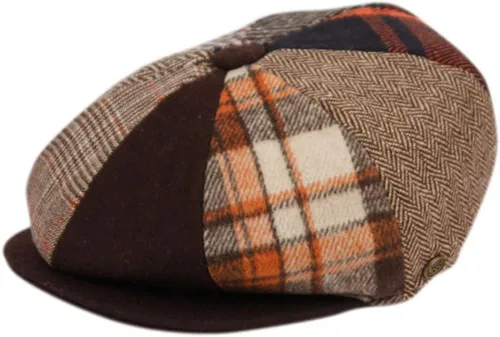 Vista 18 de Hombres de lana Newsboy Cabbies Otoño Invierno Clásico Patchwork Plaid Apple Cap Golf Sombrero Multicolor