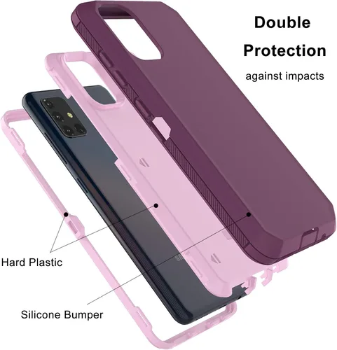 Vista 2 de Funda para Galaxy A51 4G (no compatible con la versión A51 5G), a prueba de golpes, resistente, de plástico duro, parachoques de goma de plástico