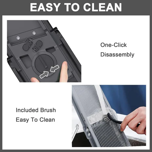 Vista 7 de Jonscook Rebanador de mandolina todo en uno seguro para cocina, picador de alimentos con contenedor, cortador de verduras con grosor ajustable