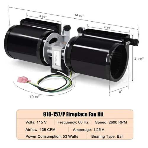 Vista 2 de Criditpid 910-157/P - Kit de ventilador de chimenea para insertos de chimenea Regency y estufa de leña, Hampton HI300, Osburn, chimeneas Valley