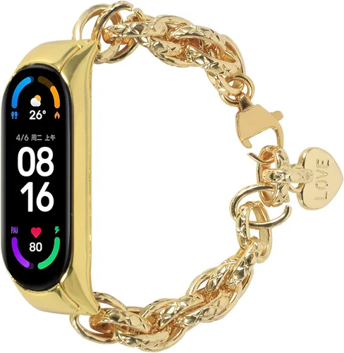 Vista 6 de Compatible con Mi Band 7, correa ajustable de 5.5 a 8.0 pulgadas, correa de acero inoxidable de repuesto para mujeres y hombres, correa de Barcelet