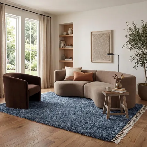 Vista 28 de NULOOM Neva Alfombra de Área Shag Moderna con Borlas, 8' Cuadrada, Beige Neva Beige