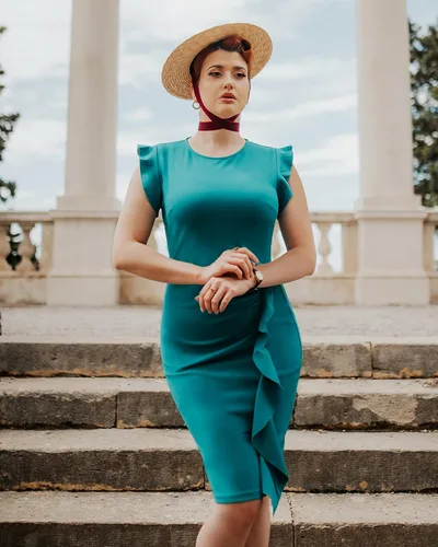 Vista 3 de Miusol vestido de cóctel con volantes, estilo clásico, para mujer