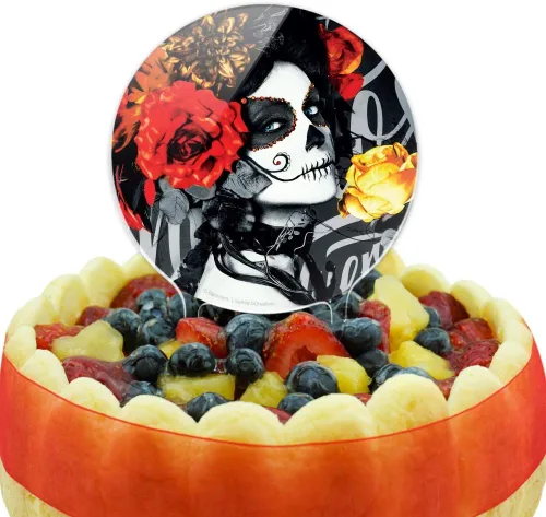 Vista 5 de Decoración acrílica para tartas de Día de los Muertos, Día de los Muertos, decoración de fiesta para boda, aniversario, cumpleaños, graduación