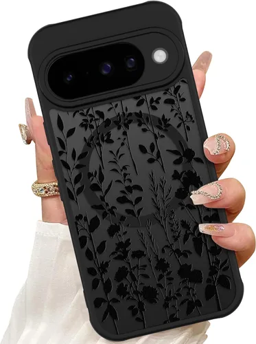 Vista 10 de ZIYE Funda magnética para Google Pixel 9 Pro XL de 6.8 pulgadas [compatible con MagSafe] funda de policarbonato duro y TPU suave con flor de cerezo