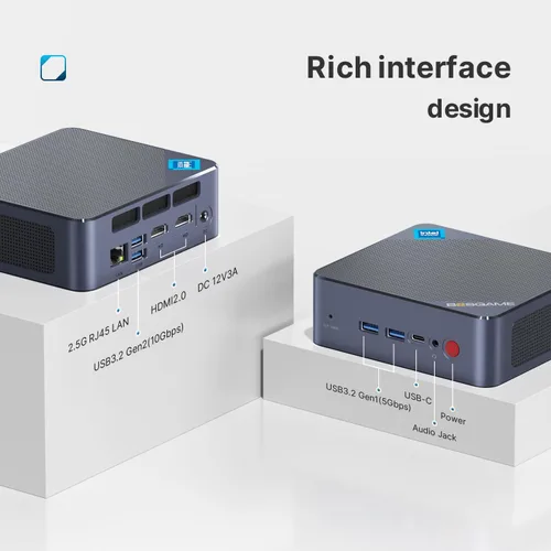 Vista 5 de BOSGAME Mini PC B95 Intel Alder Lake N95 de 12ª generación, 8 GB de RAM DDR4, SSD NVMe de 256 GB, computadora de escritorio compacta con triple