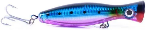 Vista 3 de Señuelo de agua con parte superior grande de 4.75 pulgadas/1.5 onzas, señuelo de sello artificial 3D para ojos duros con ganchos y anillo para agua